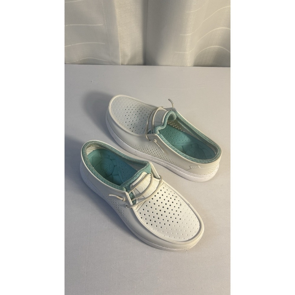 Reef Coast Slip On Shoes‎ Sz 8 White Teal Comfort Foam Casual Beach Lightweight